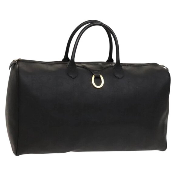 Christian Dior Trotter Canvas Boston Bag Black Gold Auth SW984 - Picture 2 of 16